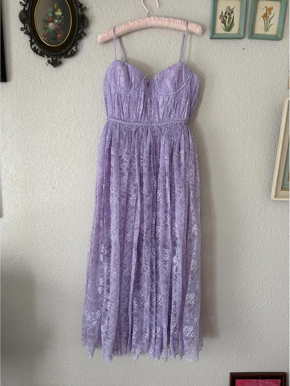 SAU LEE Selena lace dress in lavender size 6